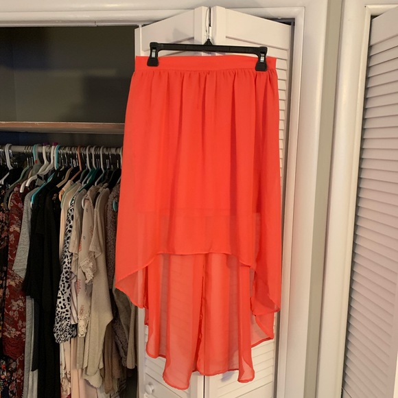 Salmon pink high-low skirt - Picture 1 of 2